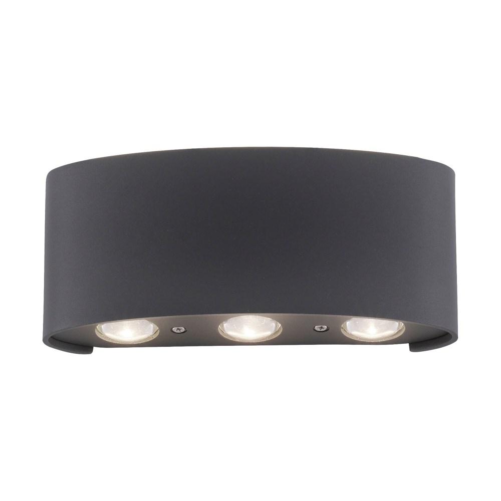 Außen Wandleuchte Carlo anthrazit Breite 17xHöhe 8 cm, IP54, 6xLED gesamt 4,80W 510 Lumen 3000 K