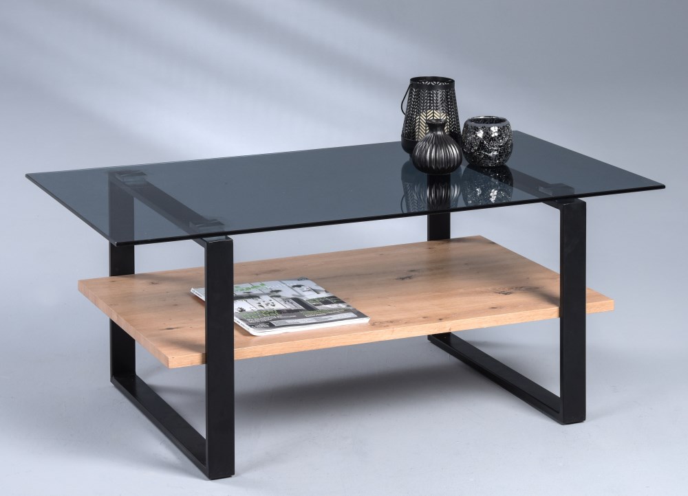 Couchtisch Como Artisaneiche, Metall, ca. 110x43x60 cm
