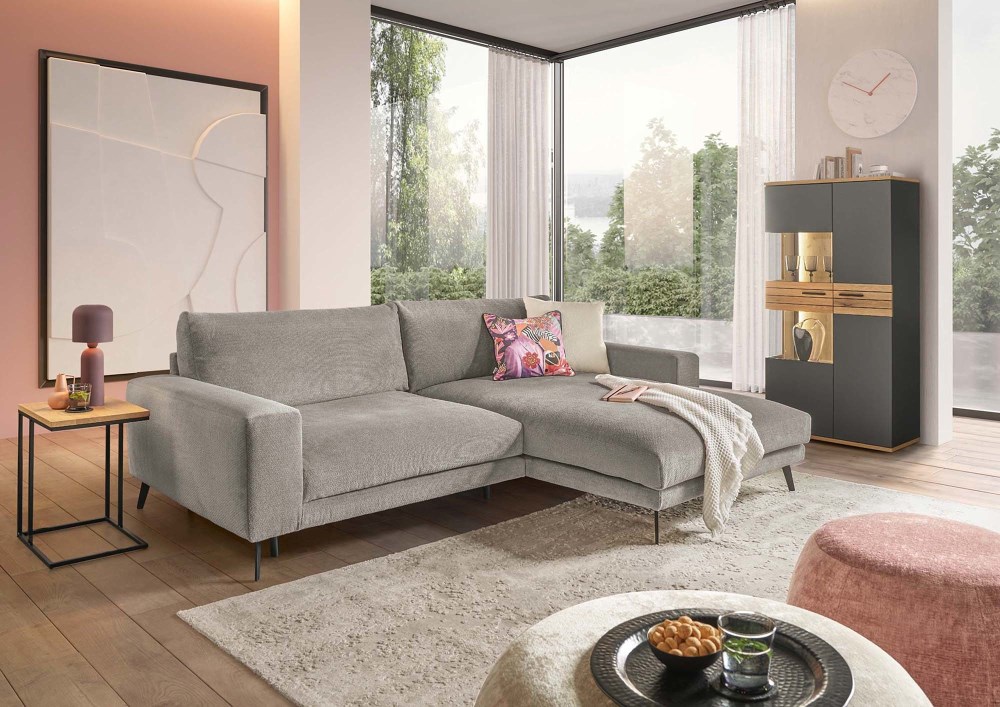 Ecksofa Set One Kansas | Vinci 07 silver | rechts