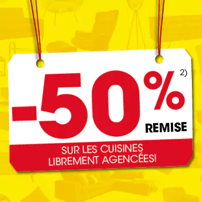 50% de réduction sur les cuisines planifiées
