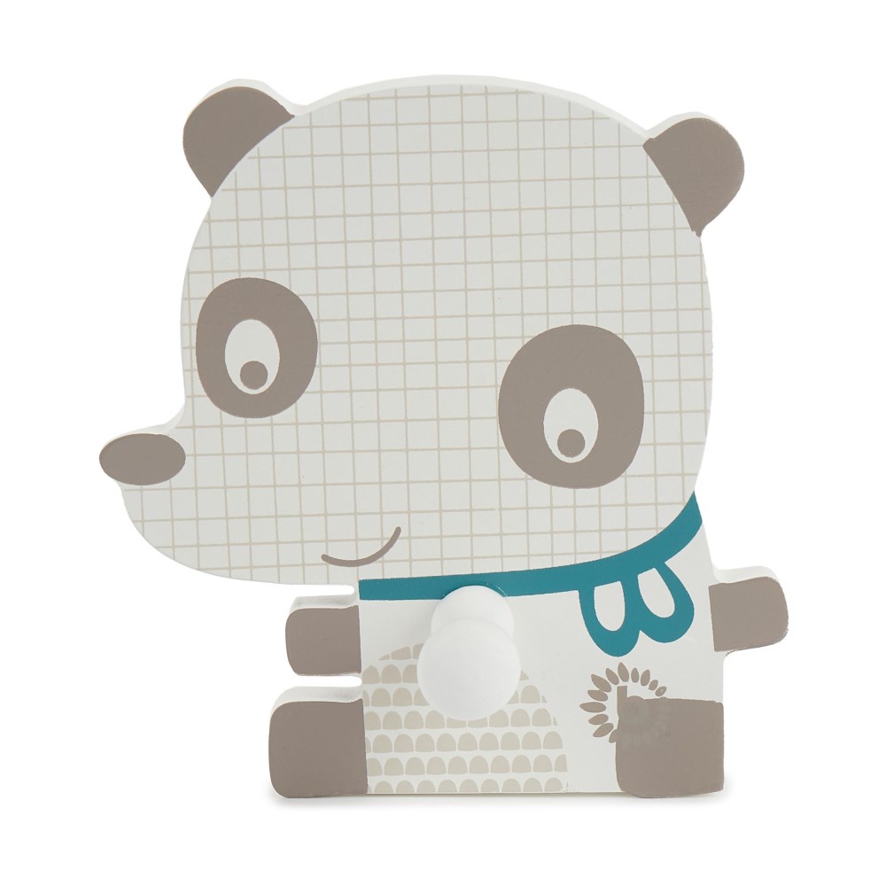 bieco Garderobenhaken Panda weiß/grau