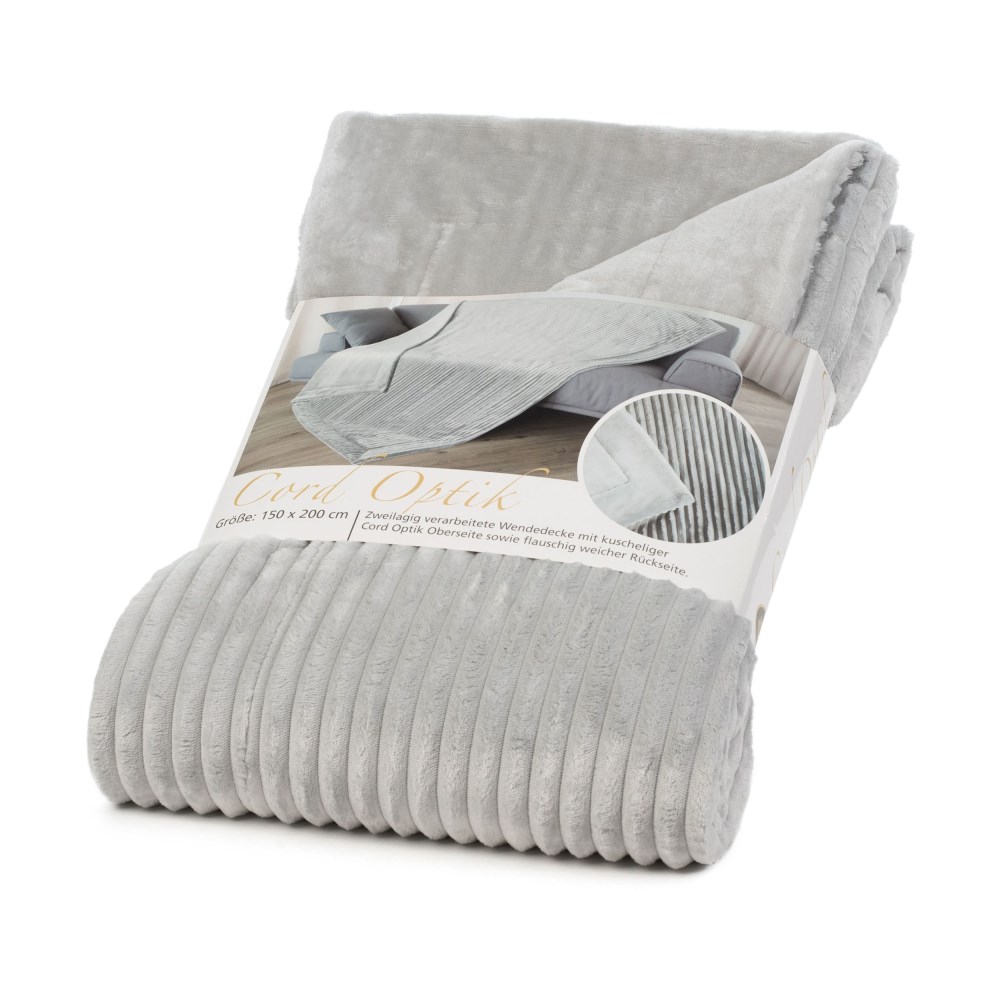Wohndecke Cord Optik silber online kaufen