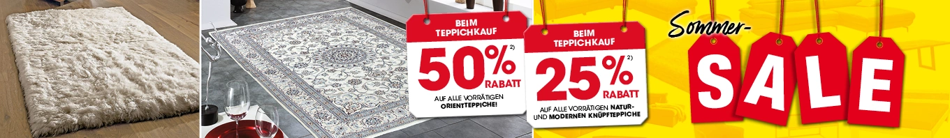 50% auf Orientteppiche und 25% rabatt auf vorrätige Natur- und moderne Knüpfteppiche Ausschluss 2