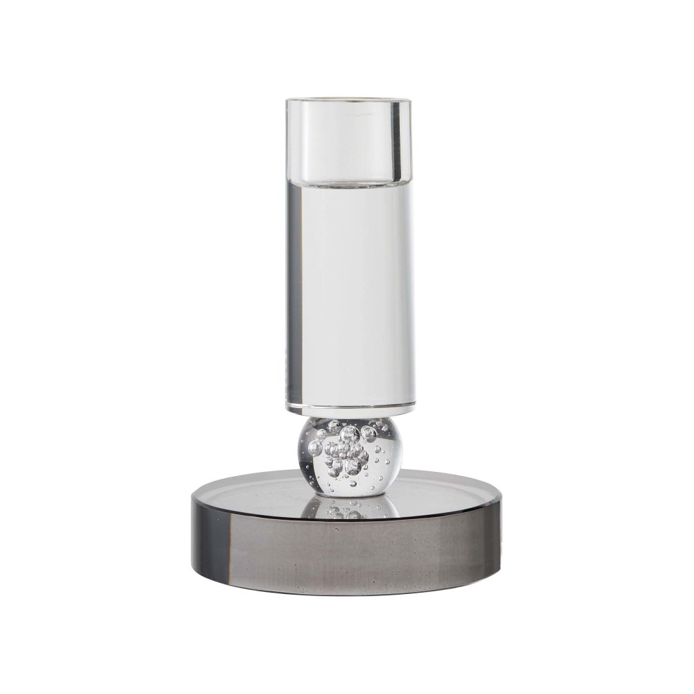 Kerzenhalter Glas, grau/weiß, ø9x13 cm, ca. 9x13x9 cm