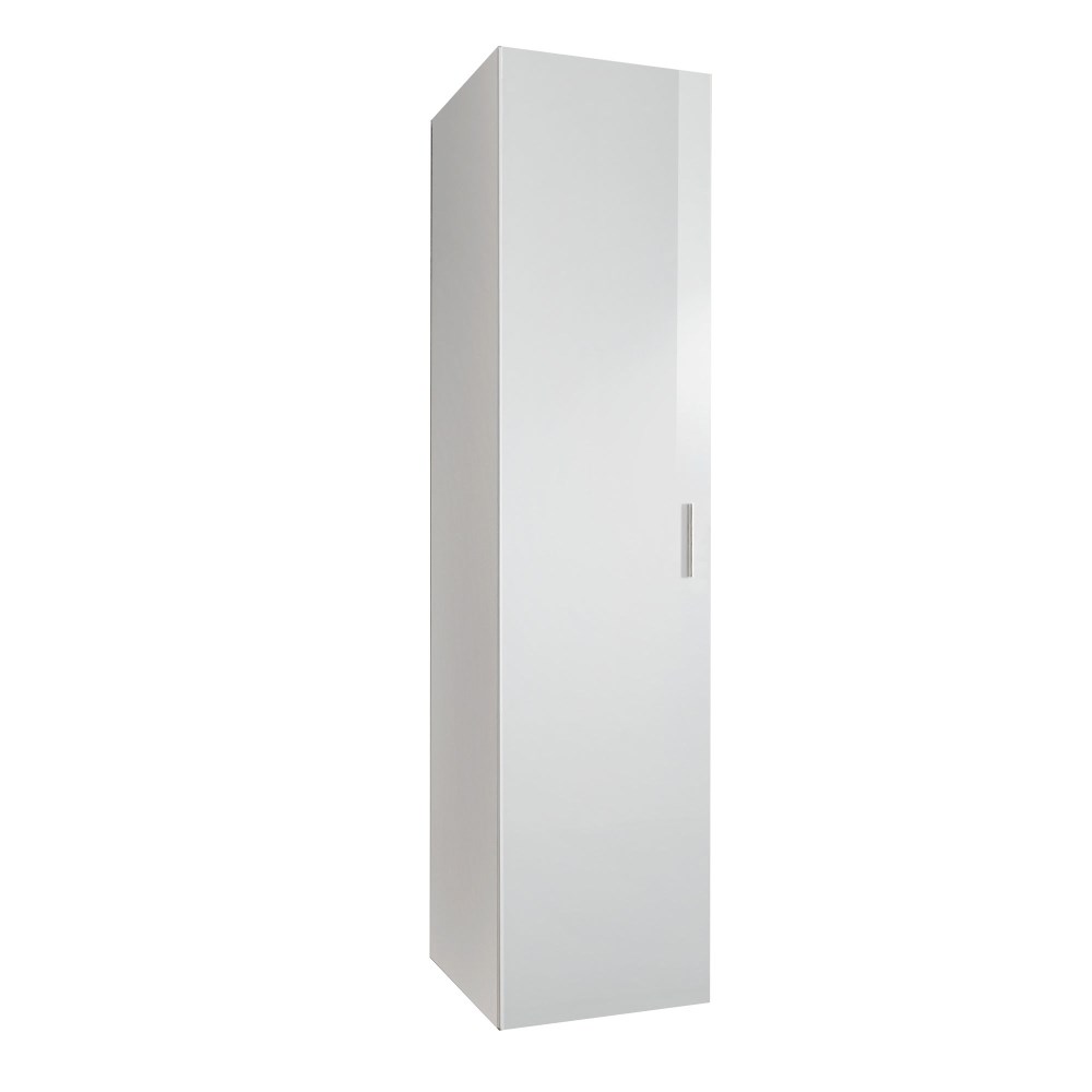 Schrank Malta Front Hochglanz Weiß, Korpus Weiß, ca. 50x185x54 cm