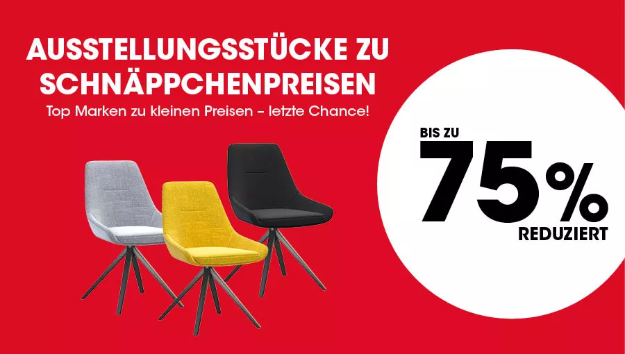Ausstellungsstücke zum Schnäppchenpreis bis zu 75% reduziert