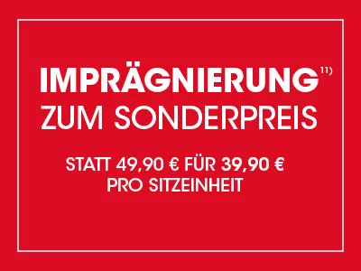 Imprägnierung zum Sonderpreis statt 49,90 für 39,90 pro Sitzeinheit Ausschluss 11