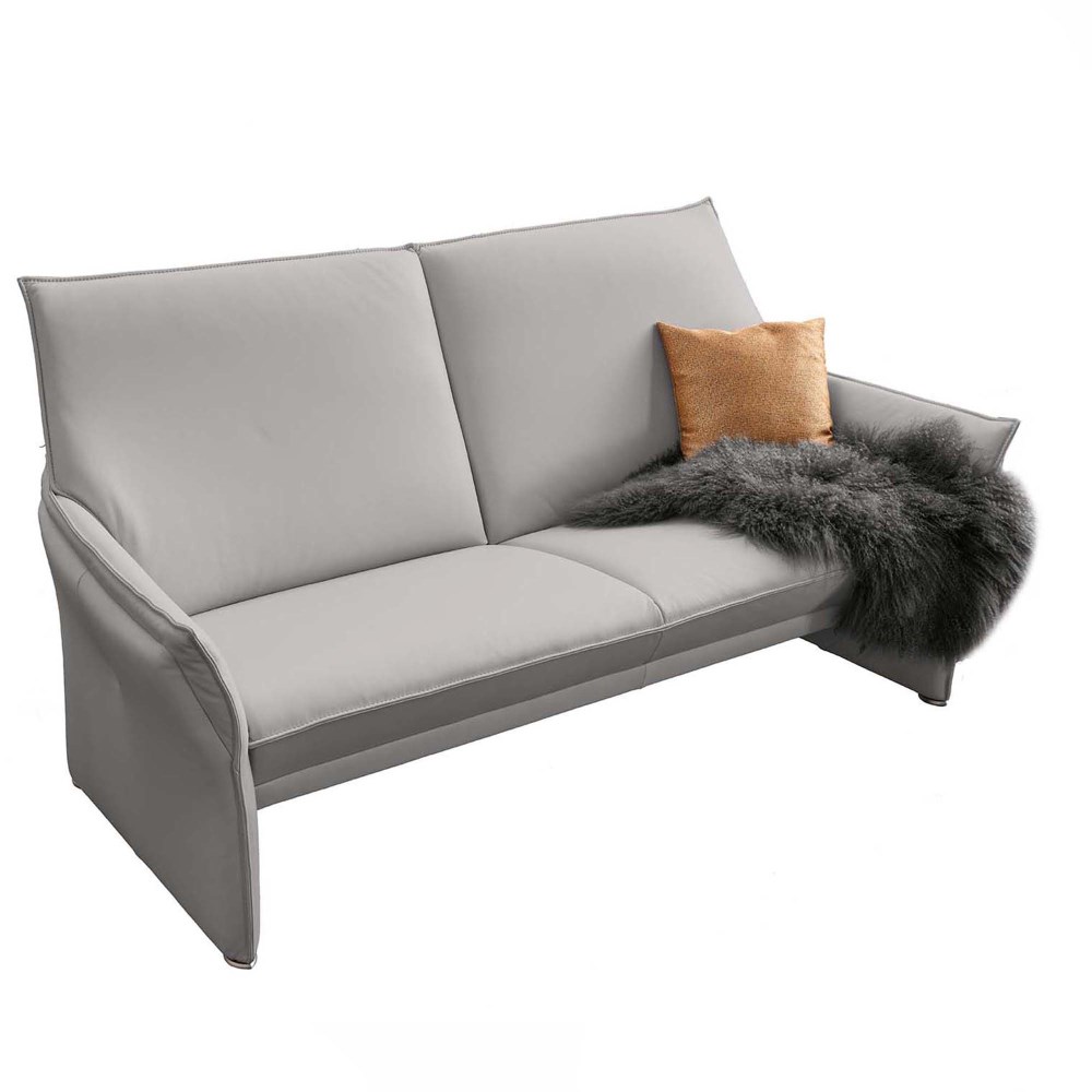 2-Sitzer Sofa Erik Leder 24 Longlife Platin, Rücken, echt, ca. 150x90x82 cm
