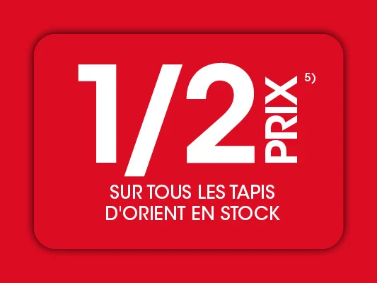 50 % de réduction sur les tapis d’Orient en stock, hors exclusions 5