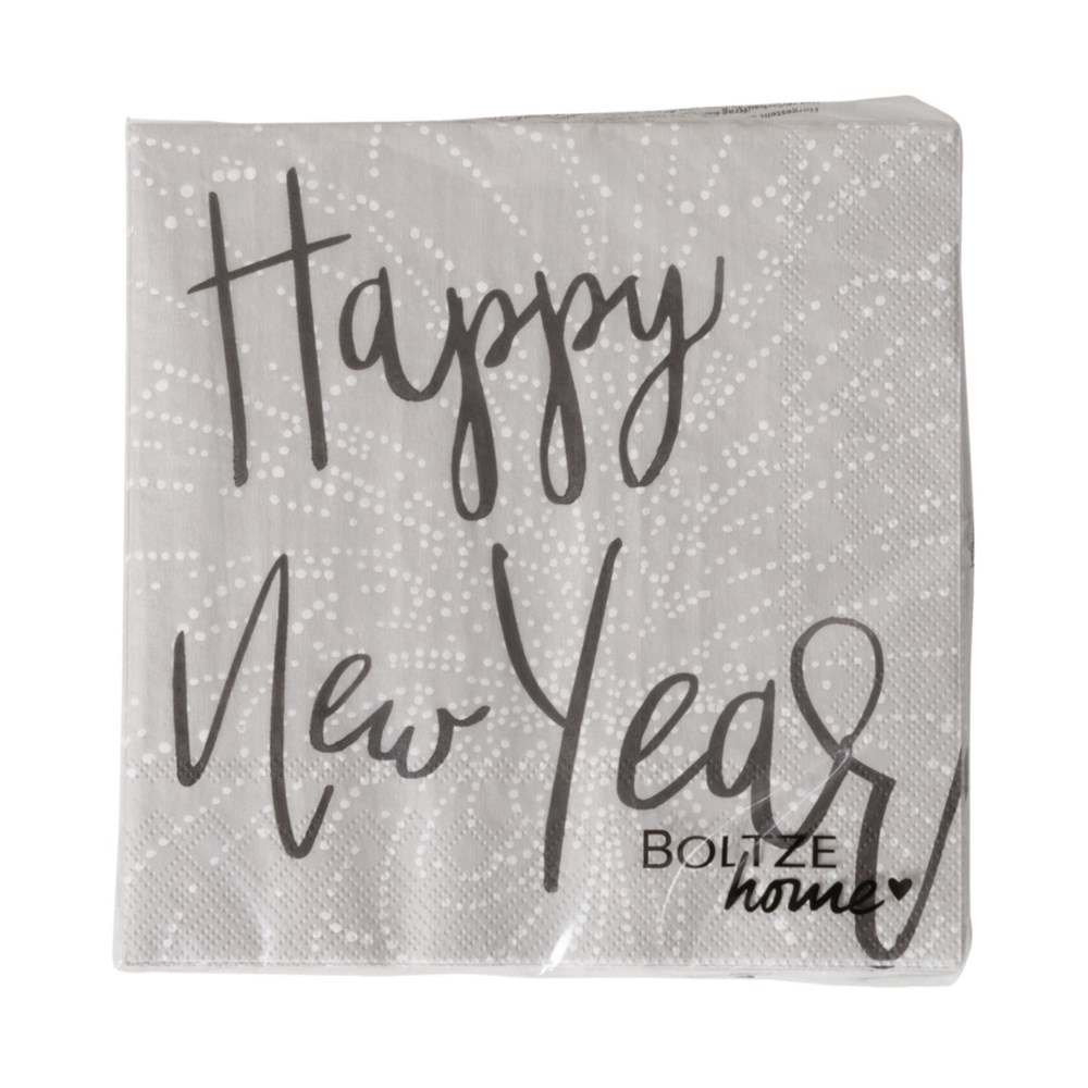 Servietten Silvester 20-teilig grau
