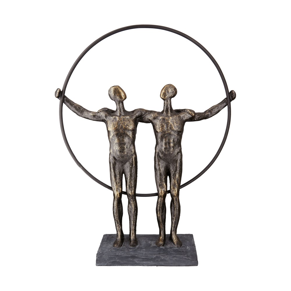 Skulptur two men Ring haltend