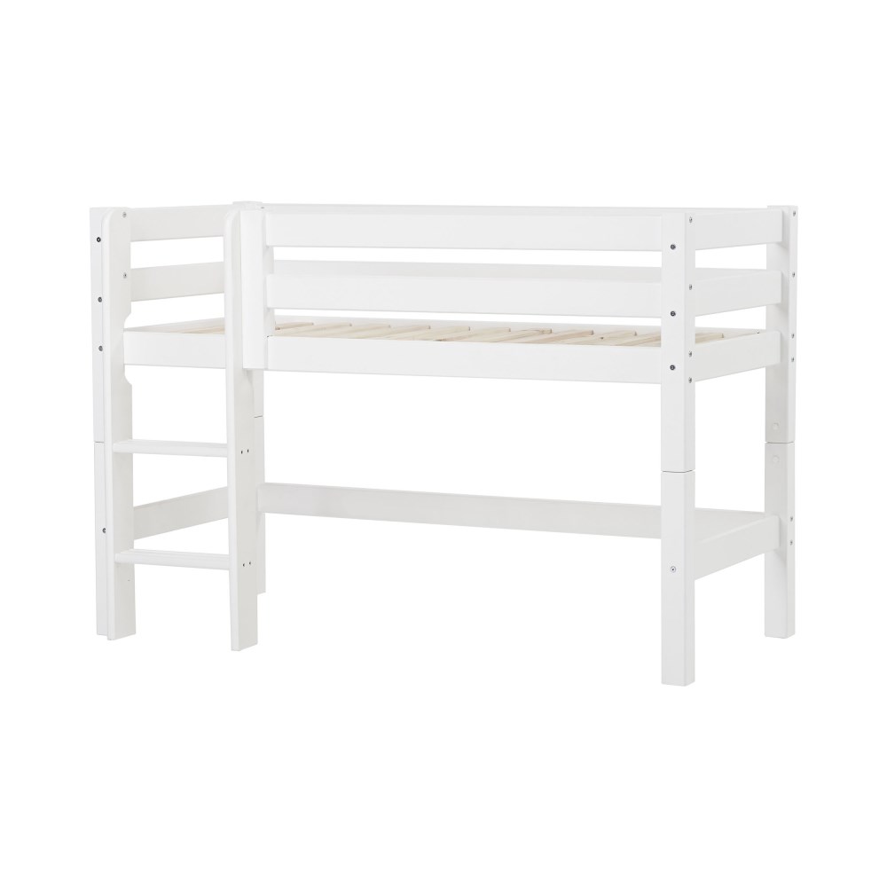 ECO Luxury Halbhochbett 70x160 cm mit gerader Leiter, Weiß, ca.84x114x169 cm
