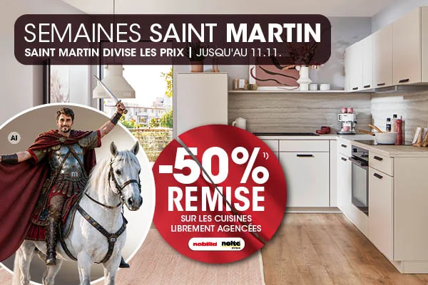 Semaines de la Saint-Martin chez MÖBEL MARTIN : 50 % de réduction sur les cuisines sur mesure, hors exclusions 1
