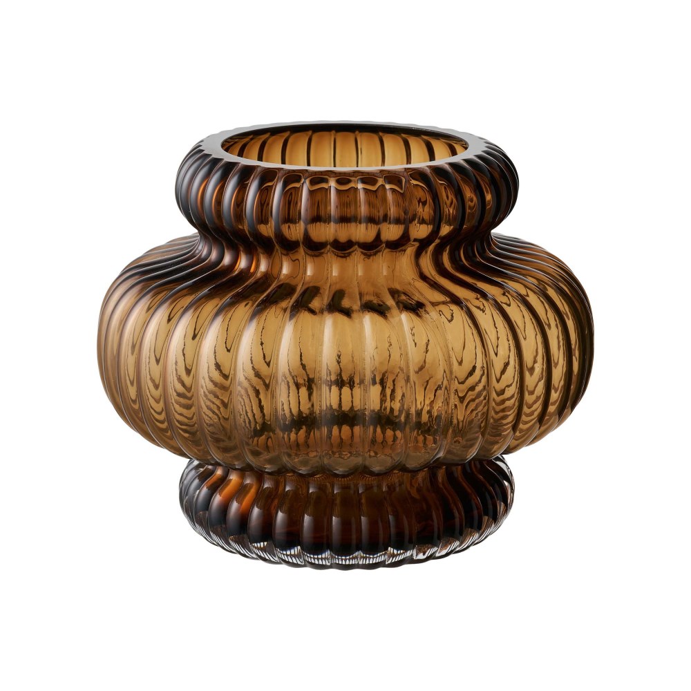 Vase mundgeblasenes Glas, rauchbraun, ca. 20x16x20 cm