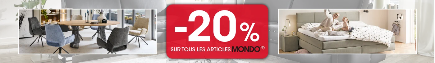 20 % de réduction sur tous les articles MONDO, hors exclusions 9