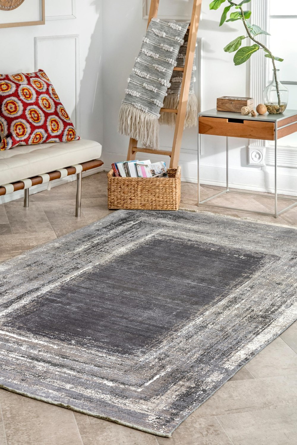 Webteppich MONDO Grande Plano 80 x 150 cm grau/anthrazit online kaufen