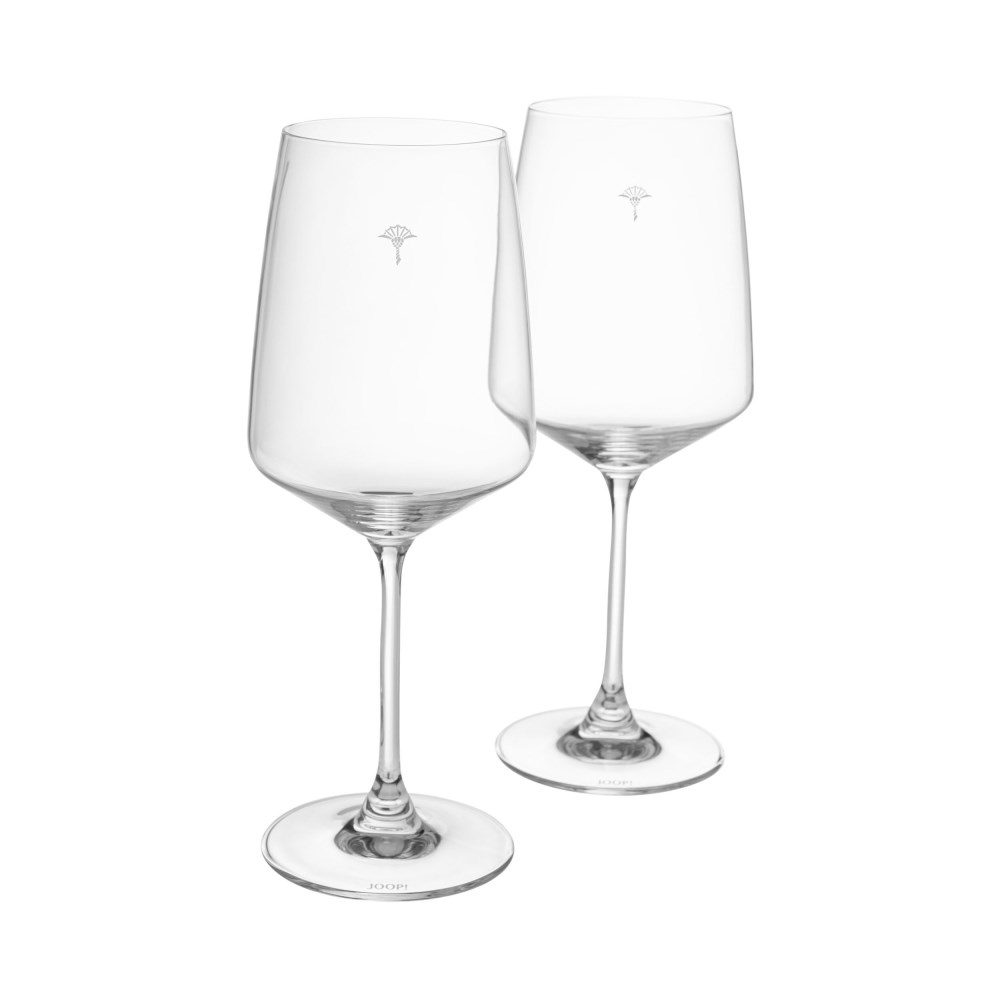 Rotweingläser-Set JOOP! Single Cornflower, 2-teilig, 520ml, klar/weiß, Kristallglas
