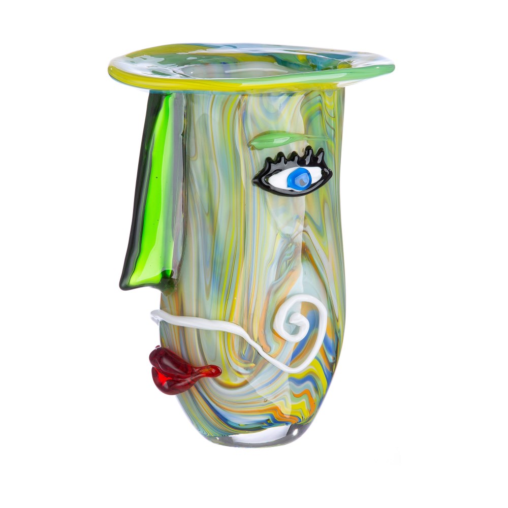 Vase Gesicht Plato grün/bunt
