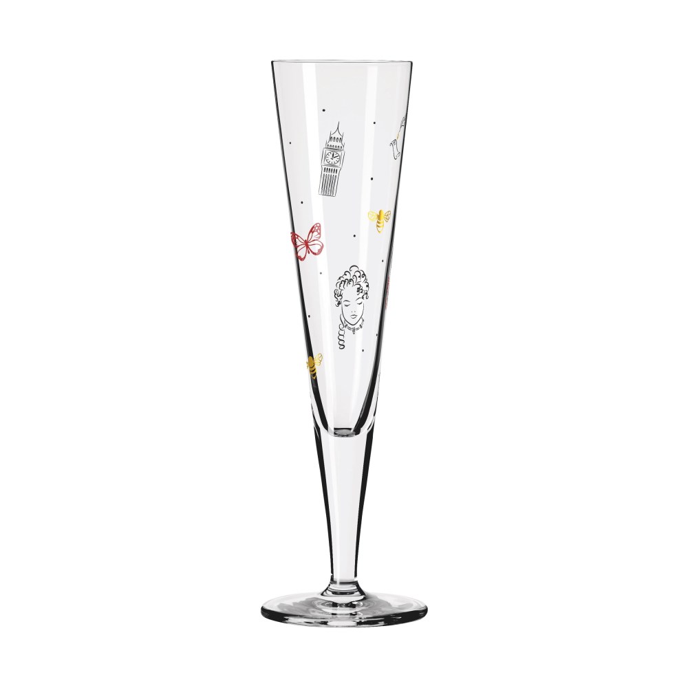Champagnerglas 205ml London Edition klar/mehrfarbig, ca. D7x24 cm, Kristallglas beschichtet