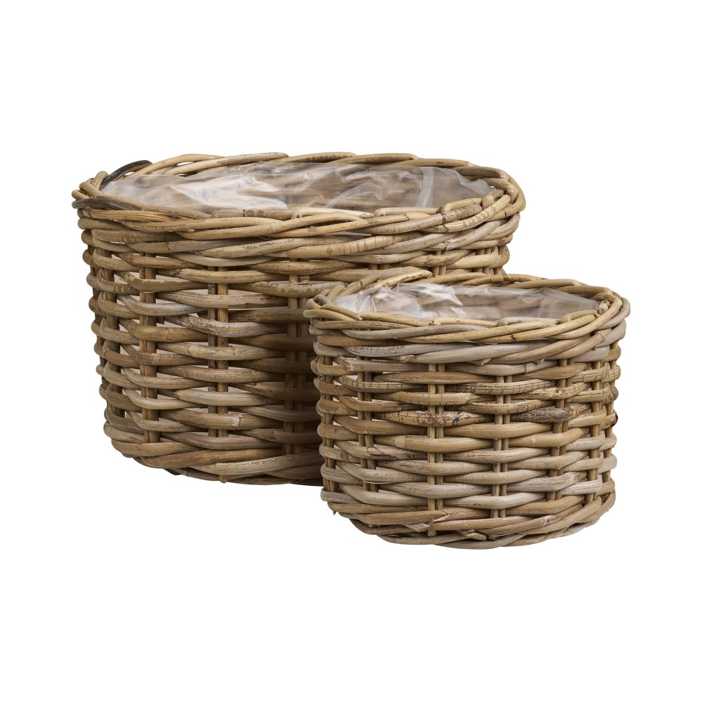Korb-Set  Kalak 2-teilig ca. 35x22x35 cm, Grasbaum echtholz geölt, Natural