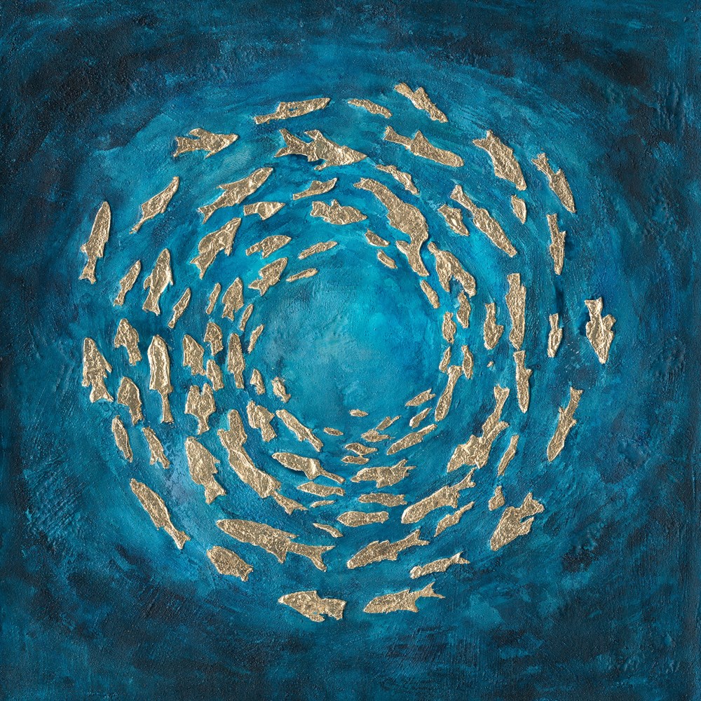 Ölbild Fischstrudel mehrfarbig