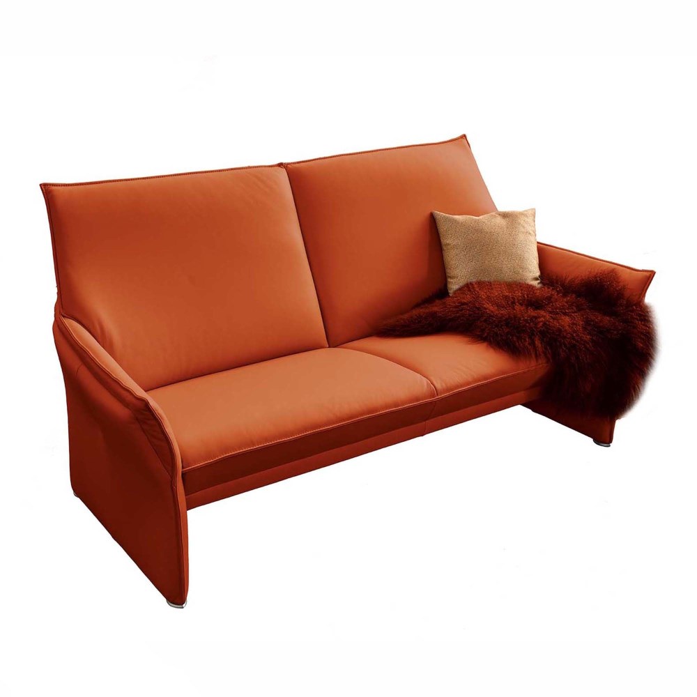 2-Sitzer Sofa Erik Leder 24 Longlife Orange, Rücken, echt, ca. 150x90x82 cm