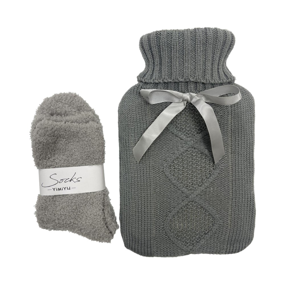Wärmflasche/Socken Set grau