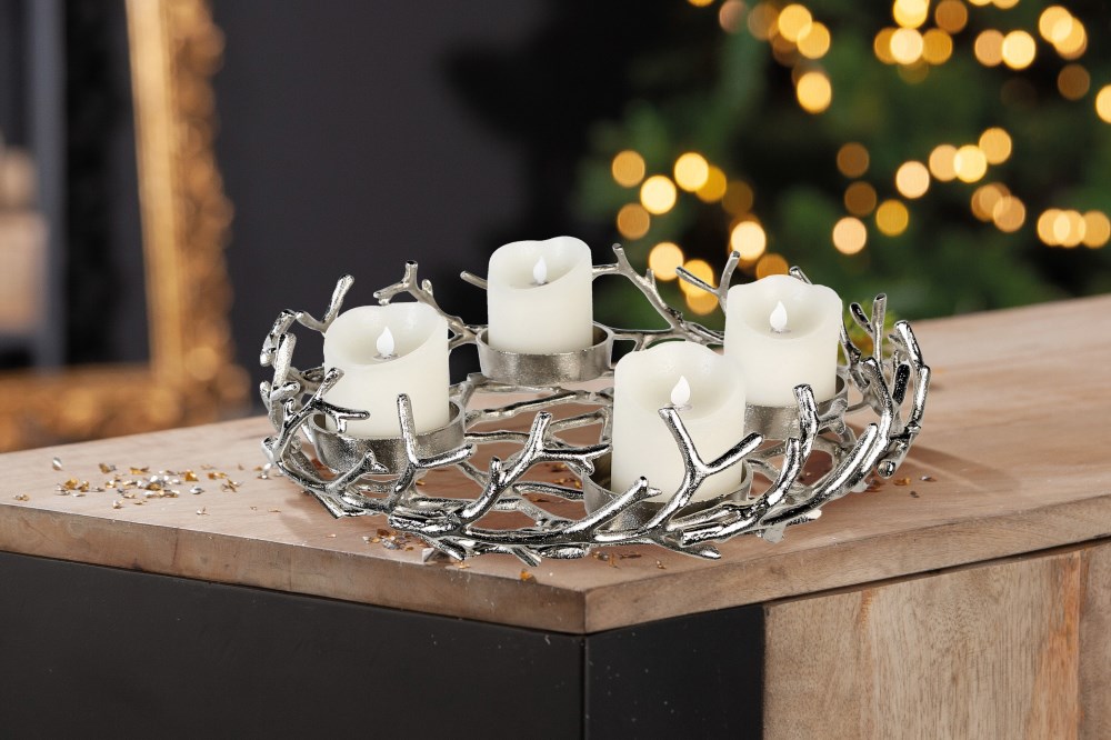 Adventskranz Twigs silberfarben