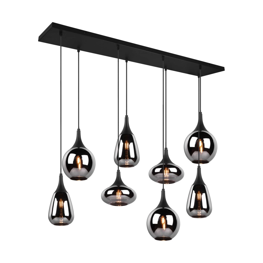Pendelleuchte Lumina schwarz matt ca. 121x150x35 cm, Metall, 8xE14 max. 40W ohne Leuchtmittel