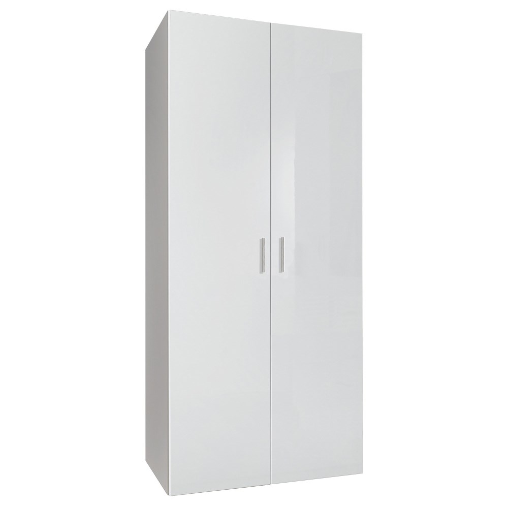 Schrank Malta Front Hochglanz Weiß, Korpus Weiß, ca. 80x185x54 cm