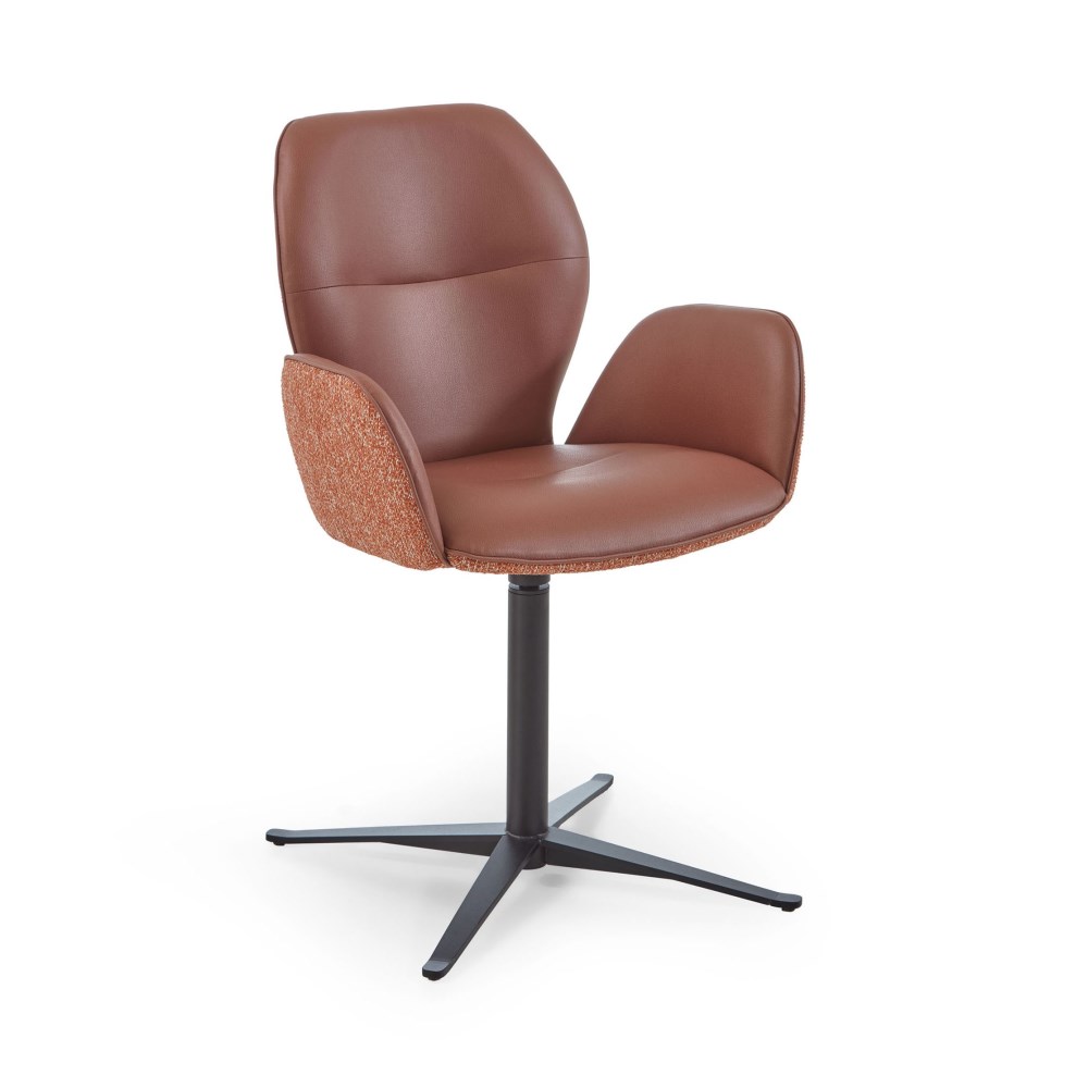 Armlehnstuhl Mondo Natur Kalmia Stoff innen Flachgewebe Nube cognac, Stoff Strukturgewebe Puenta cognac