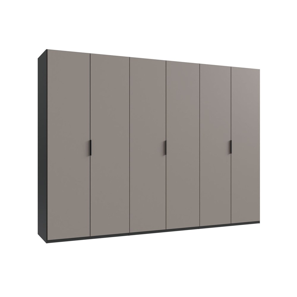 Falttürenschrank Oxford Grafit, Abs. Saharagrau, ca. 300x216x58 cm