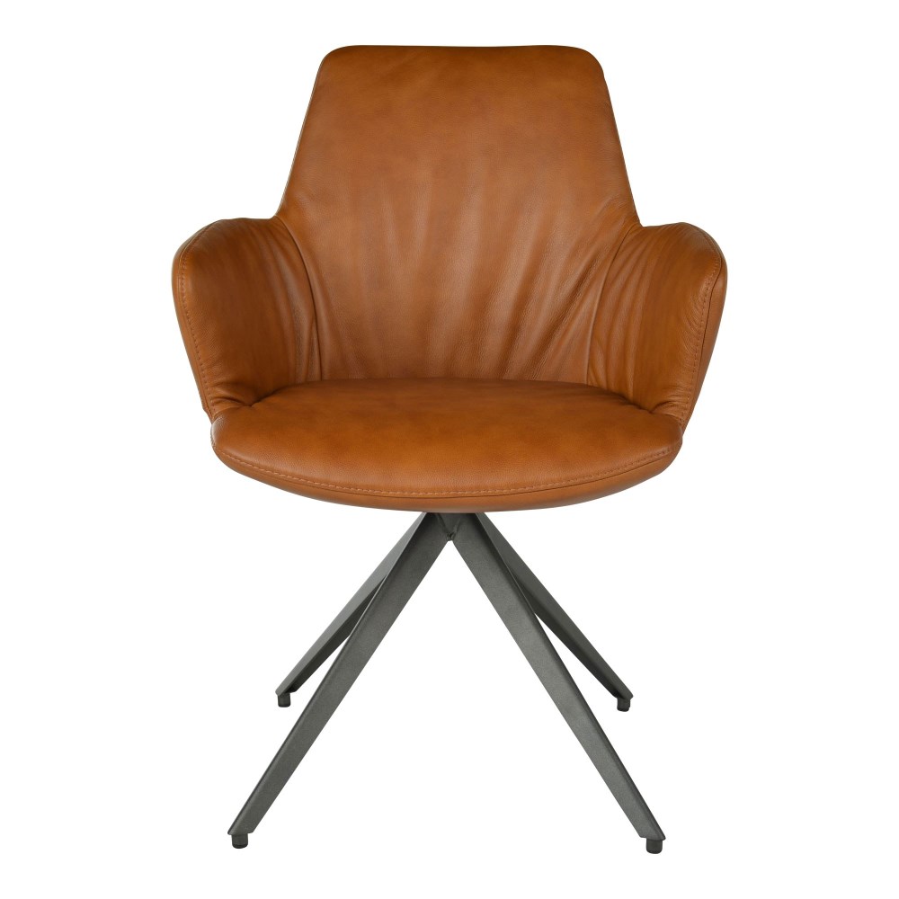 Armlehnstuhl Maple Stativ Leder LB1022 Bold Cognac, Gestell BP100 anthrazit