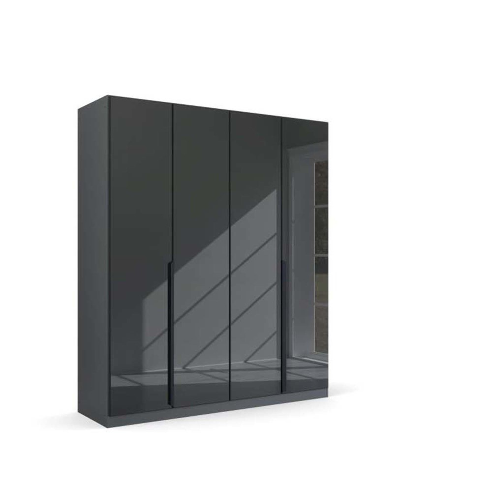 Drehtürenschrank Quadra-Spin Glas basalt, grau metallic, ca. 181x210x54 cm